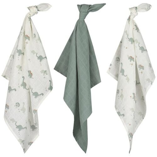 Prénatal hydrofiele luiers Dino 3 stuks Midgreen unisex