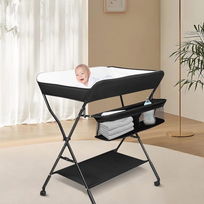Opvouwbare en Draagbare Verschoontafel met Opbergruimte - Multifunctionele Luiertafel