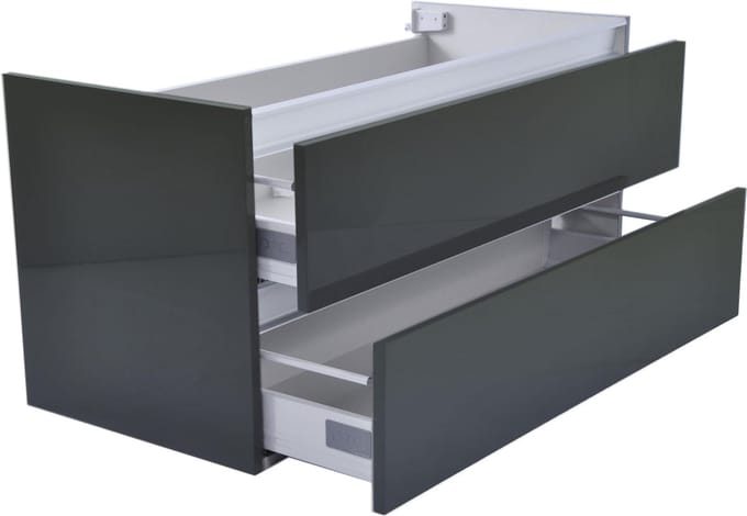 Wiesbaden Vision onderkast met 2 laden 100 x 46 cm hoogglans grijs