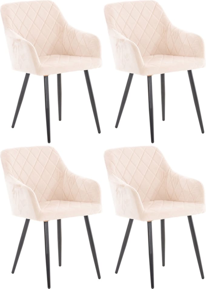 CLP Shila Set van 4 Eetkamerstoelen beige Fluweel