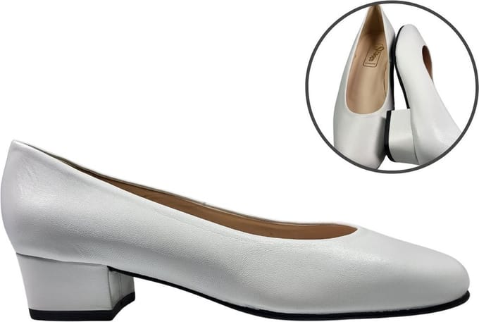 Witte Pumps met Lage Hak - trouwschoenen
