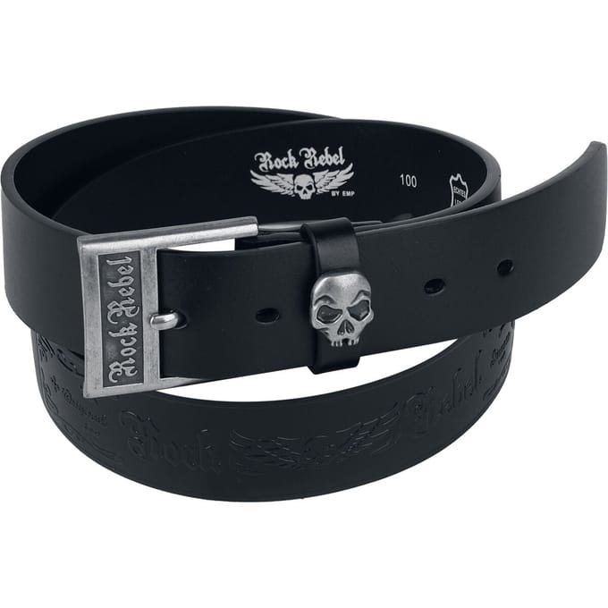 Rock Rebel by EMP Zwarte riem met doodshoofddetail - Unisex - 90 cm