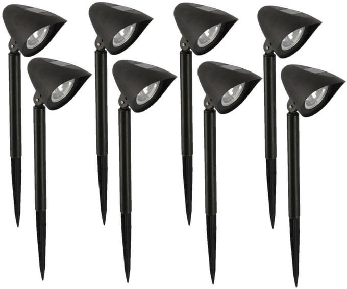 Gerimport - Solar tuinlamp - 8x - zwart - LED - oplaadbaar - H37cm