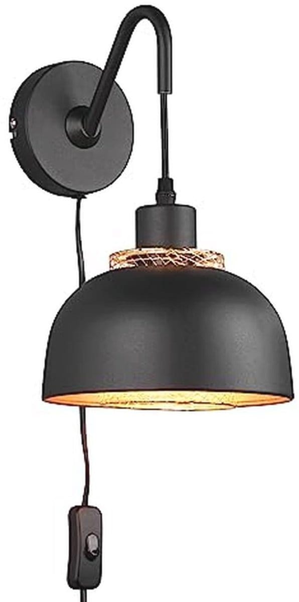 Wandlamp met Schakelaar en Flexibele Verlichting - Metaal, Mat Zwart - 30 cm Hoog