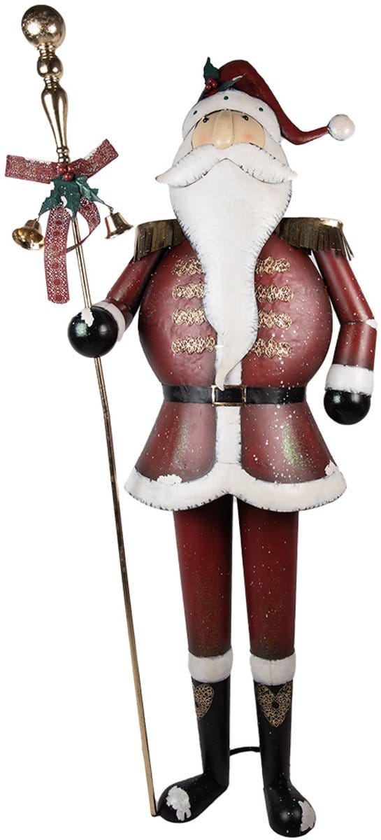Clayre & Eef Kerstdecoratie Beeld Kerstman 82x36x205 cm Rood Metaal