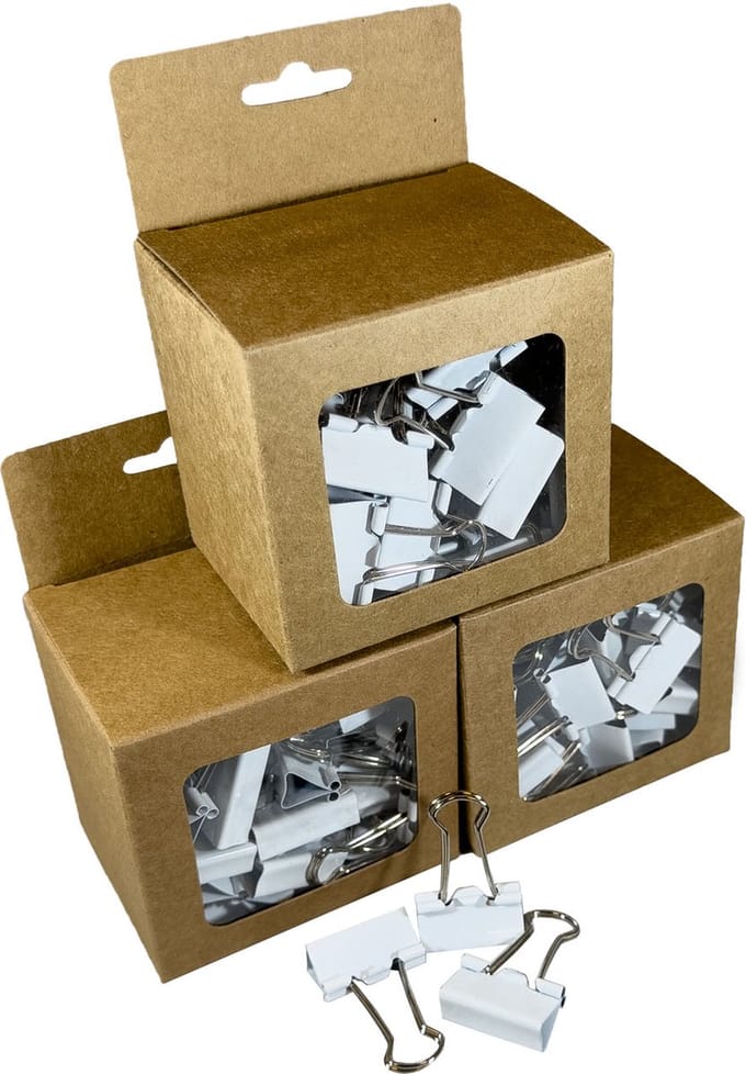 Papierklemmen wit | Foldbackclip | 25MM breed | 160 stuks