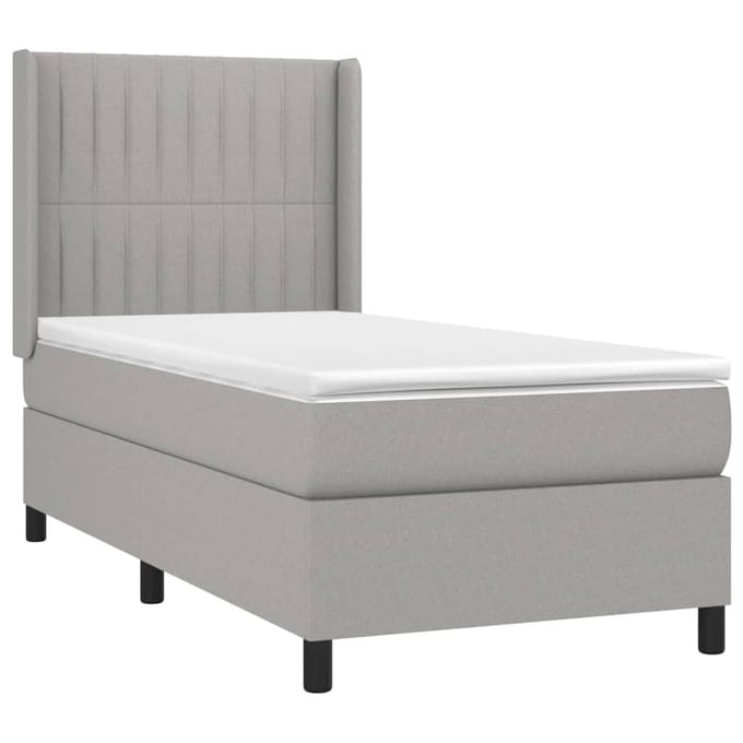 vidaXL - Boxspring - met - matras - stof - lichtgrijs - 100x200 - cm