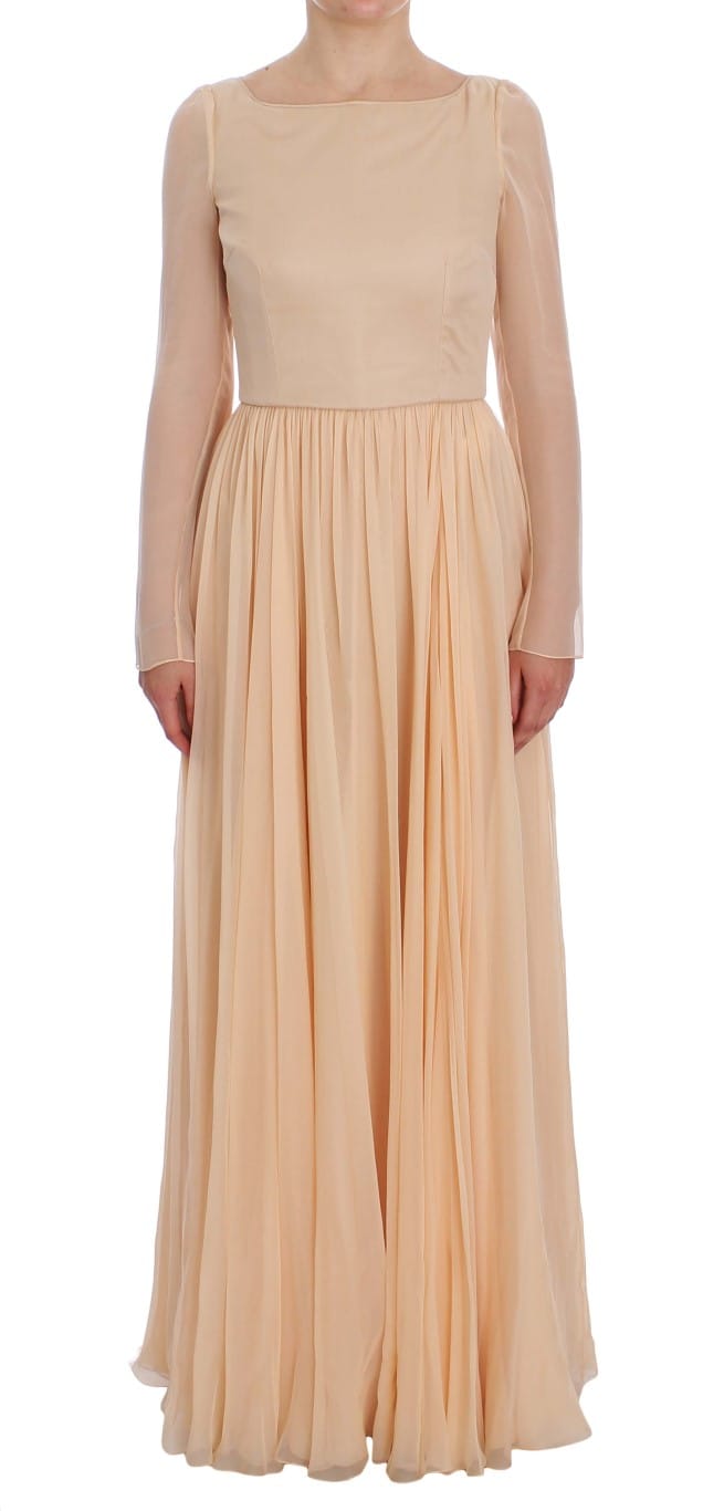 Dolce Gabbana Maxi Jurk Beige Geplooid