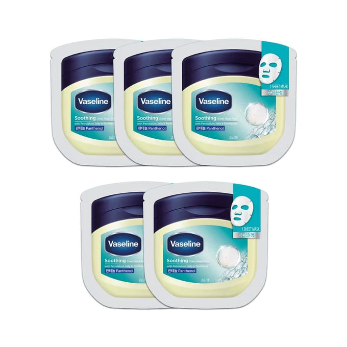 Masque Tissu Apaisant & Calmant Vaseline Panthénol – 23 ml(5 Feuilles/10 Feuilles) Panthenol x 10Sheets