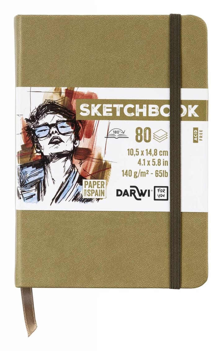 Darwi DFY - Schetsboek - A6 - 140 g - Kaki groen - 80 vellen