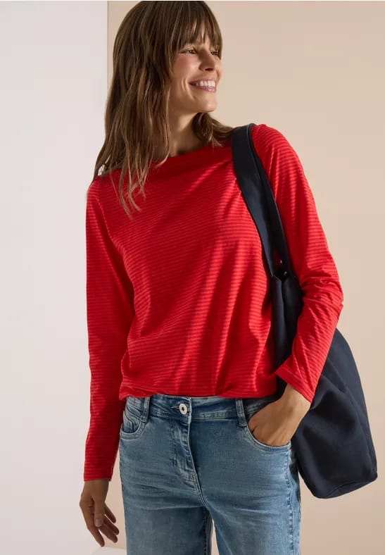 Longsleeve met boothals en strepen
