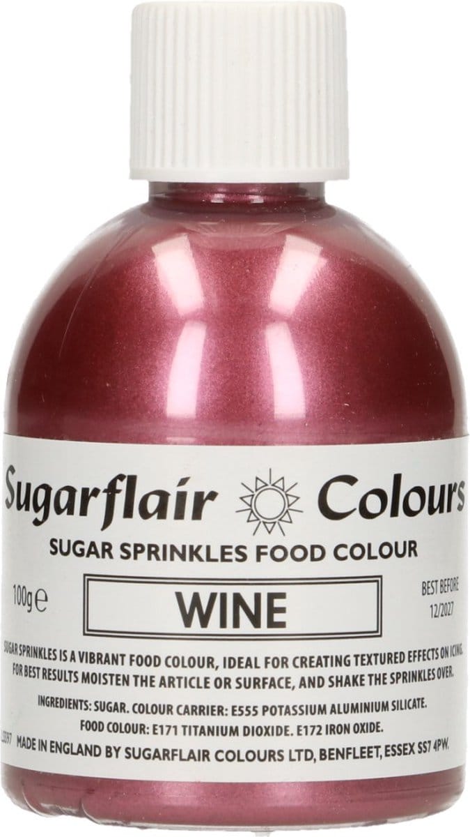 Sugarflair Sugar Sprinkles - Wijn - 100g - Gekleurde Suiker - Eetbare Taartdecoratie
