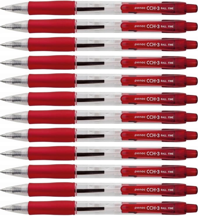 Penac Balpen - CCH-3 - 0.7mm - Rood - 12 pack