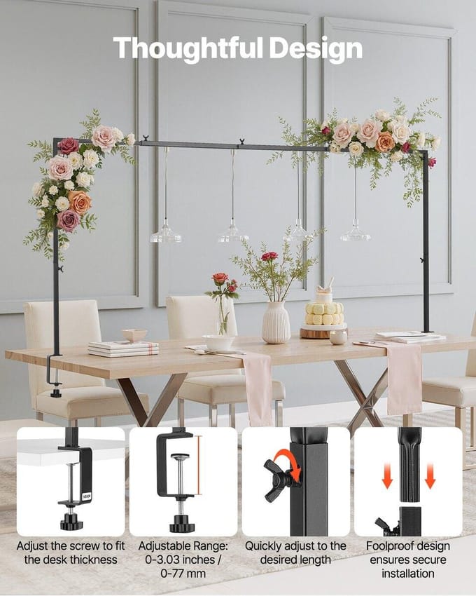 Over de Tafel Stang Stand Boog Frame 28-98 inch Lengte Verstelbare Klem Decoratie