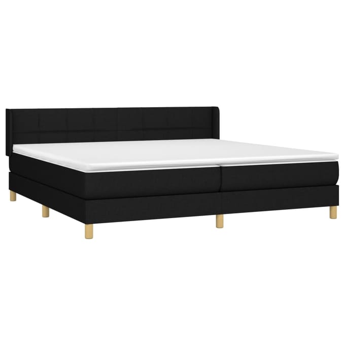 vidaXL - Boxspring - met - matras - stof - zwart - 200x200 - cm