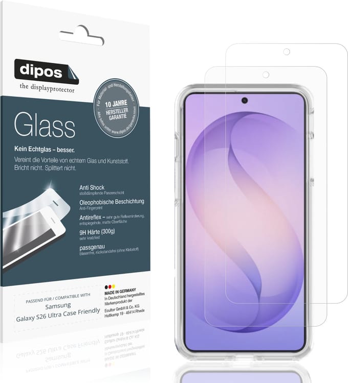 dipos – 2x Matte Pantserfolie geschikt voor Samsung Galaxy S26 Ultra Case Friendly | 9H Screenprotector