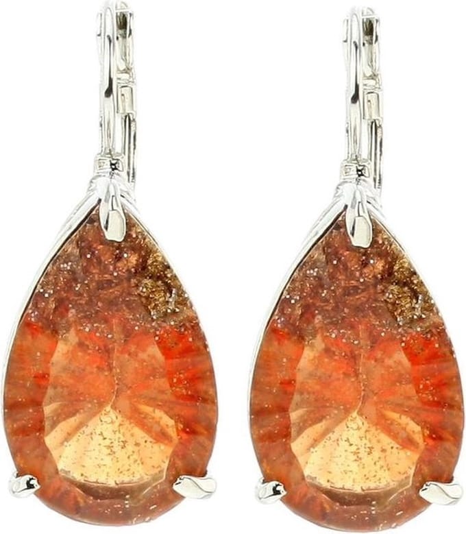 Behave - Oorbellen dames druppel steen - bruin oranje herfst stijl