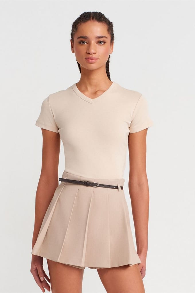 Slim Fit Katoenen V-hals T-shirt