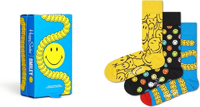 Happy Socks Smiley Gift Set (3-pack) - blije voeten - Unisex - Maat: 36 - 40