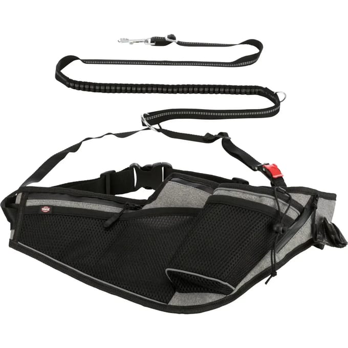 Trixie Joggingceintuur Met Riem - Hondenhardlooplijn - Grijs Zwart 70-130 Cm