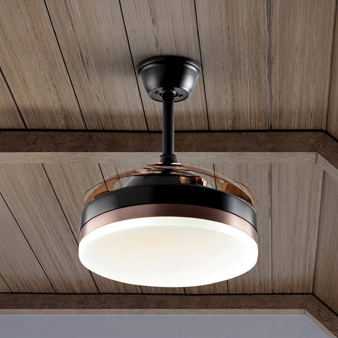 Schuller Valencia LED plafondventilator Vento zwart/brons/rookkleurig Ø 90 cm stil