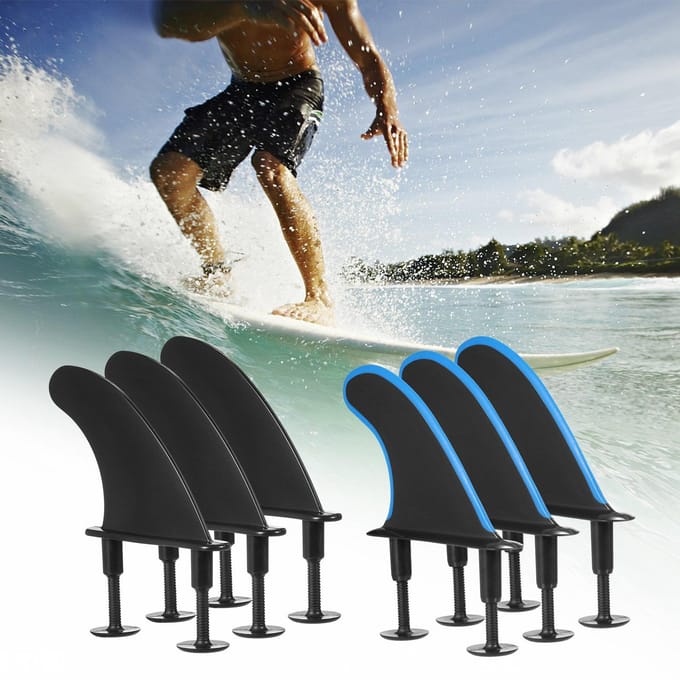 3pcs Ailerons de Surf Souples avec Vis 4,5 Pouces Ailerons de Surf pour Planche de Surf Souple Longboard Accessoires de Surf bleu