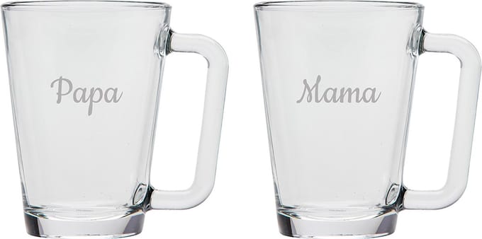 Gegraveerde theeglas 26cl Mama & Papa
