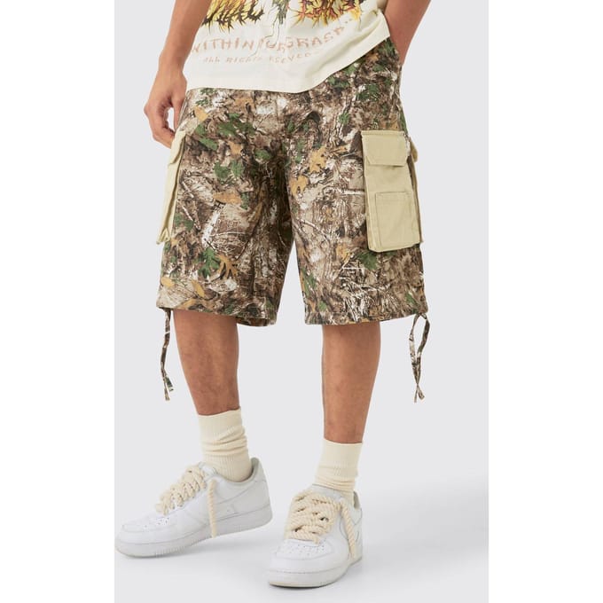 Contrast Panel Forest Camo Jorts | Khaki | Size Medium