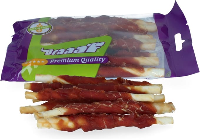 Braaaf Roll Sticks eend - hondensnacks - hondensnoepjes - honden kauwsticks - kauwstaafjes