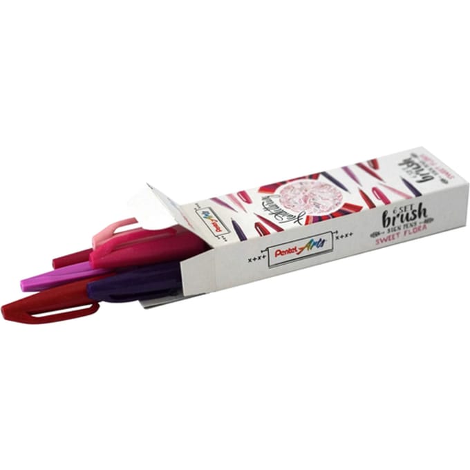 Pentel Arts - Handlettering Brush Pennen - Sweet Flora - 6 stuks