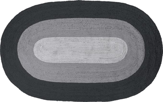 BePureHome Border vloerkleed ovaal - Jute - Zwart - 170x300