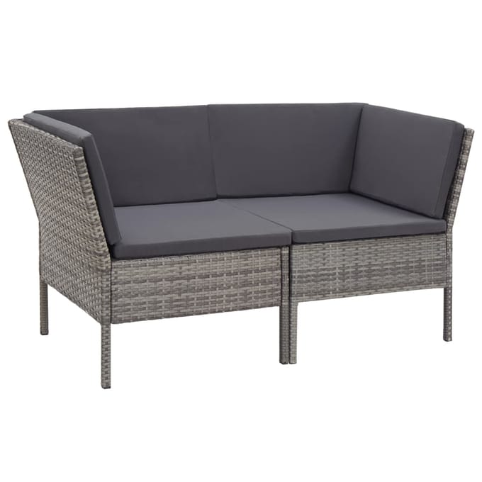 vidaXL - 8-delige - Loungeset - met - kussens - poly - rattan - grijs