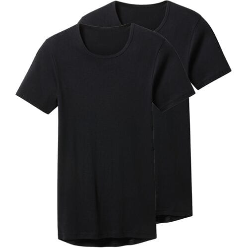 ESMARA MEN Set van 2 heren T-shirts (Ronde hals, Zwart, L)