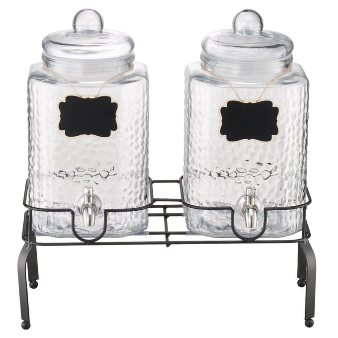 Drankdispenser 5,5L Drankdispenser voor Feesten Glas met Standaard 2 STuks