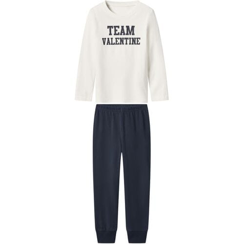 LUPILU Kinder pyjama (Wit/donkerblauw, 122/128)