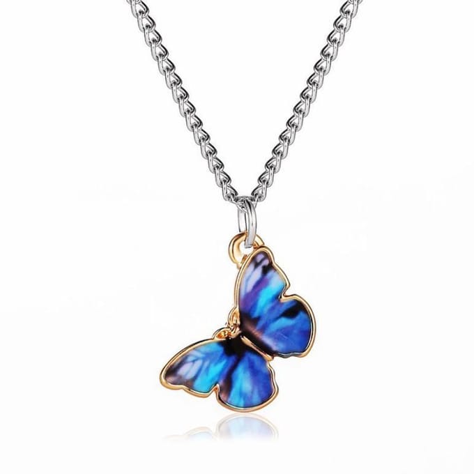 Ketting met hanger vlinder D. Blauw