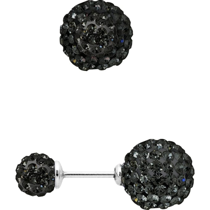 Crystal Black 6 en 10mm Zilver 925 - Pure Crystal Oorbellen