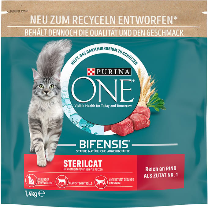 1,4kg Purina ONE Sterilcat met Rund Droog Kattenvoer