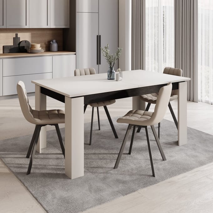 Meubella - Montellini - Eetkamertafel - Beige - 160x90x77 cm