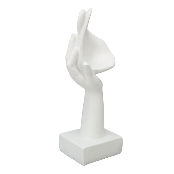 Statue Visage Penseur Résine Sculpture Visage Figurine Décorations de Table pour Salon Chambre Bureau white
