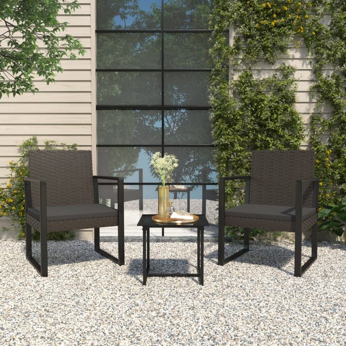 vidaXL - Tuinstoel - met - kussen - poly - rattan - zwart