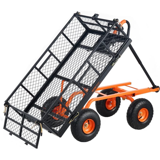 Chariot de jardin robuste en métal pour jardin et cour 880 lbs de charge