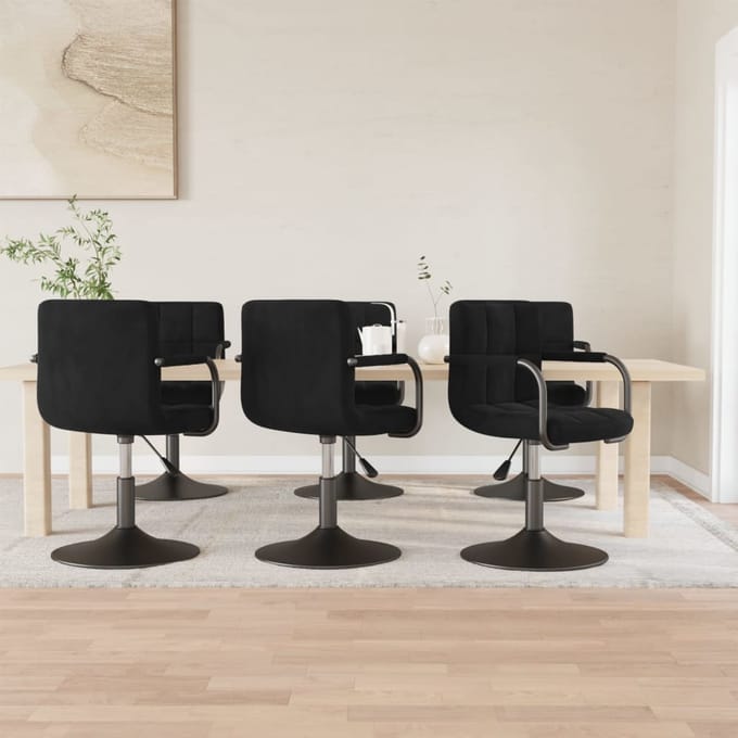 vidaXL - Eetkamerstoelen - 6 - st - draaibaar - fluweel - zwart