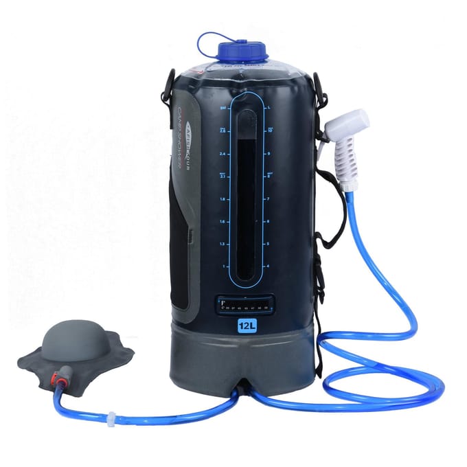 Waterzak Opvouwbare watercontainer 12L/20L Draagbare campingdouchetas Waterzak met luchtpomp gray