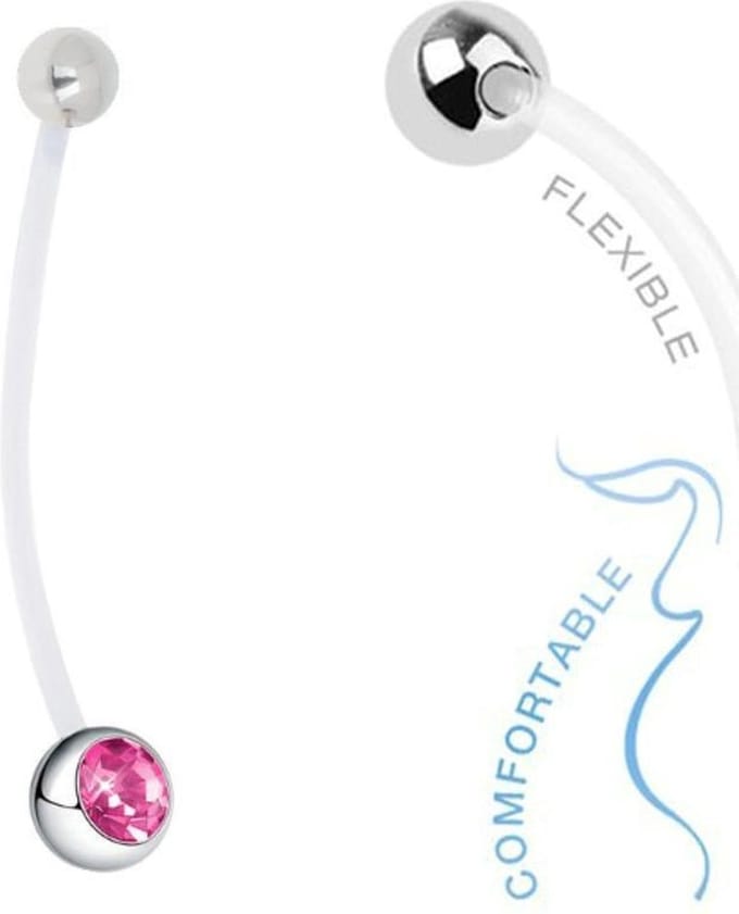 Fako Bijoux® - Zwangerschapspiercing - Kristal - Roze