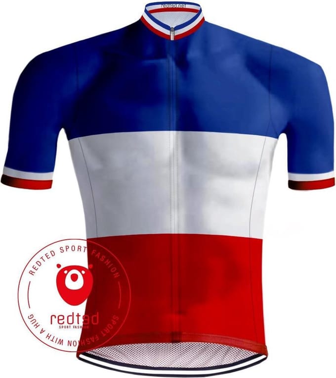 Retro Wielershirt Franse Kampioenstrui Tricolore - REDTED - M