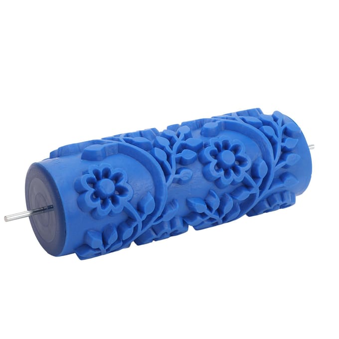 5 Inch Patroon Verfroller Rubber Wasbaar Herbruikbaar Kunst Textuurroller voor Huis Muurdecoratie blue