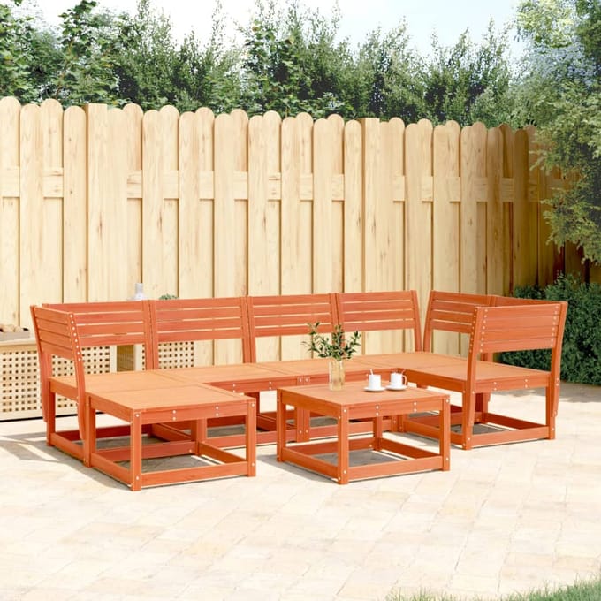 vidaXL - 6-delige - Loungeset - massief - grenenhout - wasbruin
