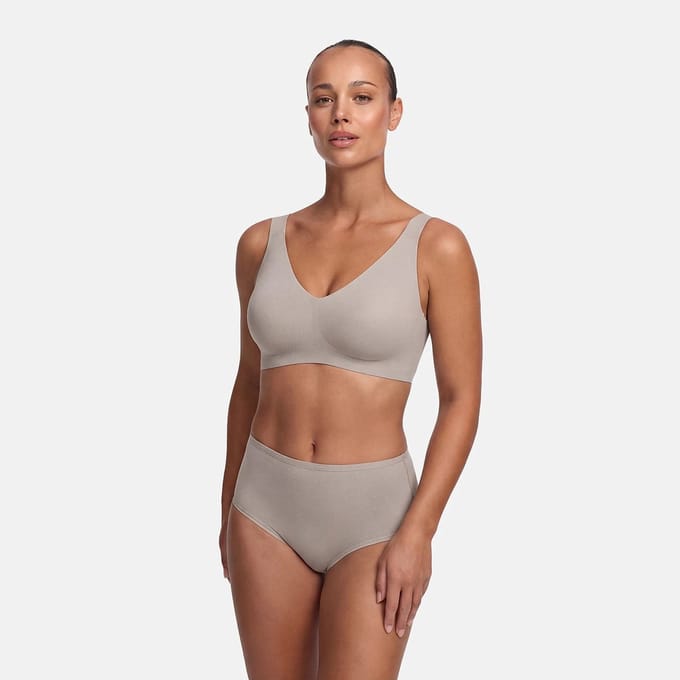 cfab - Stringtanga met hoge taille | Pak van 3 - Donker taupe - M