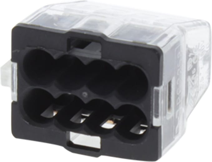 Lasklem – 8–polig – 8–gaats – 8 x 1.0 – 2.5 mm² – transparant/zwart – 25 stuks